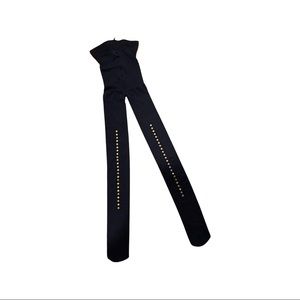 Gold studded on back black tights